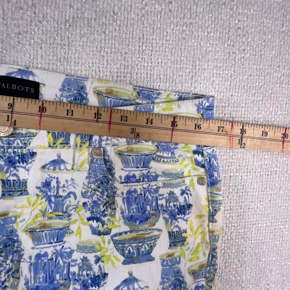 Talbots Slim Ankle Jean 10 Blue White Chinoiserie Ginger Jar Vase Print Pants - Picture 4 of 10